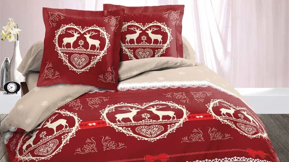 Housse de couette Montagne Winter rouge